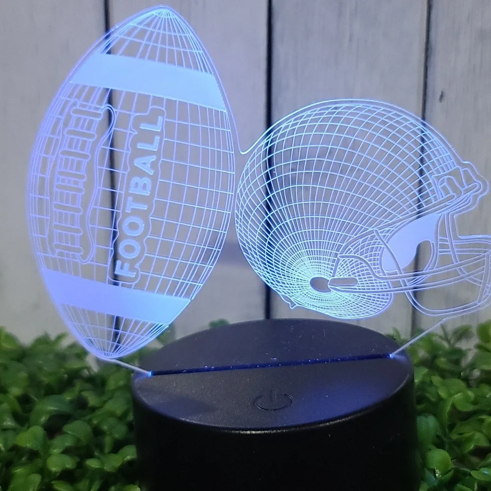 3D Football & Helmet Night Light LED color changing  USB cord or battery -HP NWT